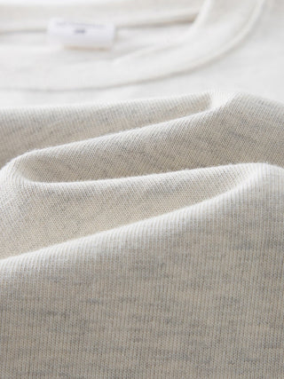 Dissolve The Ego oat gray 425 GSM tee fabric showing thick folded hem and dense knit texture