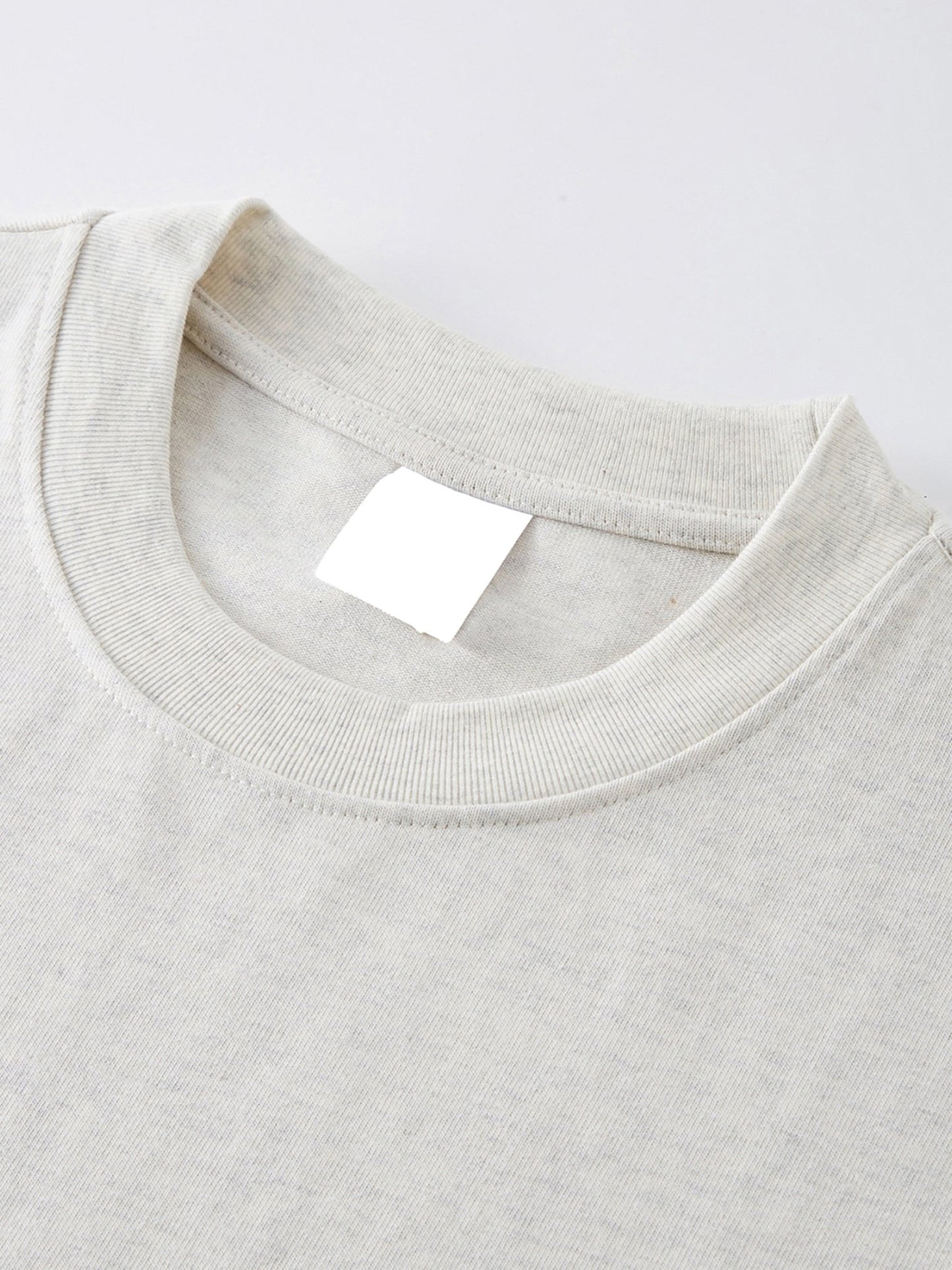 Dissolve The Ego oat gray 425 GSM tee ribbed crew neck with blank label detail