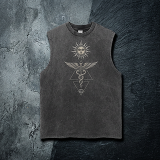 Inner Alchemy - Snow Washed Frayed Hem Tank Top