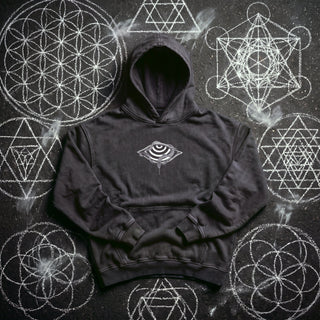 Embrace The Chaos Snow Washed Hoodie in Black Beauty, front view