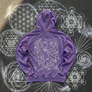 Embrace The Chaos Snow Washed Hoodie in Purple, back view