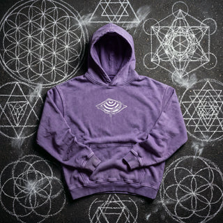 Embrace The Chaos Snow Washed Hoodie in Purple, front view