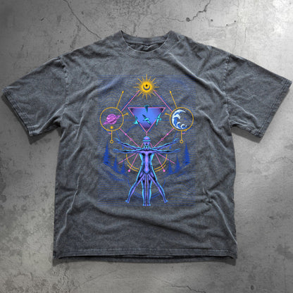 Interconnected - Fluffy Vintage Heavyweight T-Shirt - back view