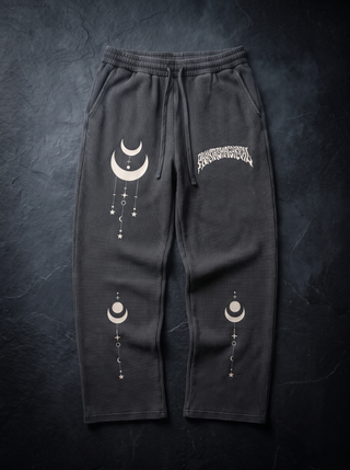 Existential Mineral Wash Waffle Knit Sweatpants, Gray, studio flat lay v2
