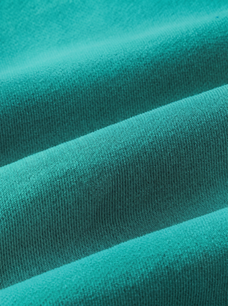 Enigma Sunfade Frayed Fleece Hoodie, teal, cotton fleece outer fabric close-up