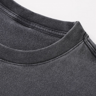 Ribbed crew neckline close-up detail of Metamorphosis tee