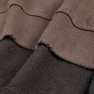 Cosmic Connection Zip Hoodie ribbed cuff and fleece interior detail in brown wash