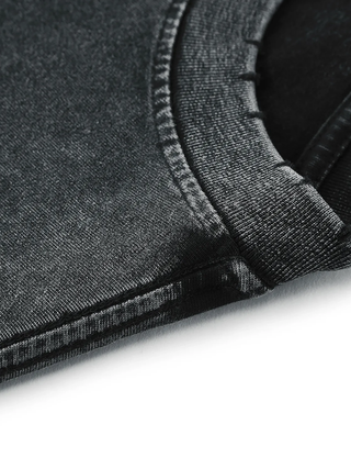 Snow washed frayed hem tank top on model, 275 GSM heavyweight cotton drape - view 7