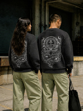 DMT.exe oversized graphic crewneck sweatshirt, 350 GSM heavyweight cotton fleece with a dropped shoulder and oversized fit