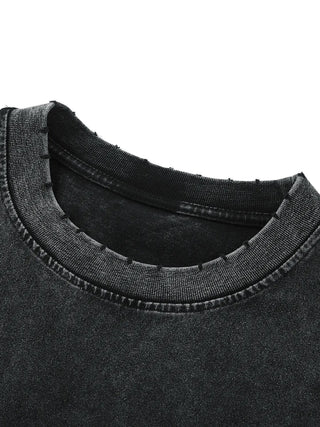 Snow washed frayed hem tank top worn, showing the set-in shoulder and moderately relaxed fit - view 5