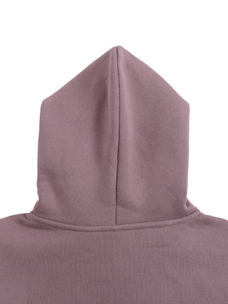 Close-up of Self Actualized Oversize Fleeced Hoodie hood back panel detail in mauve