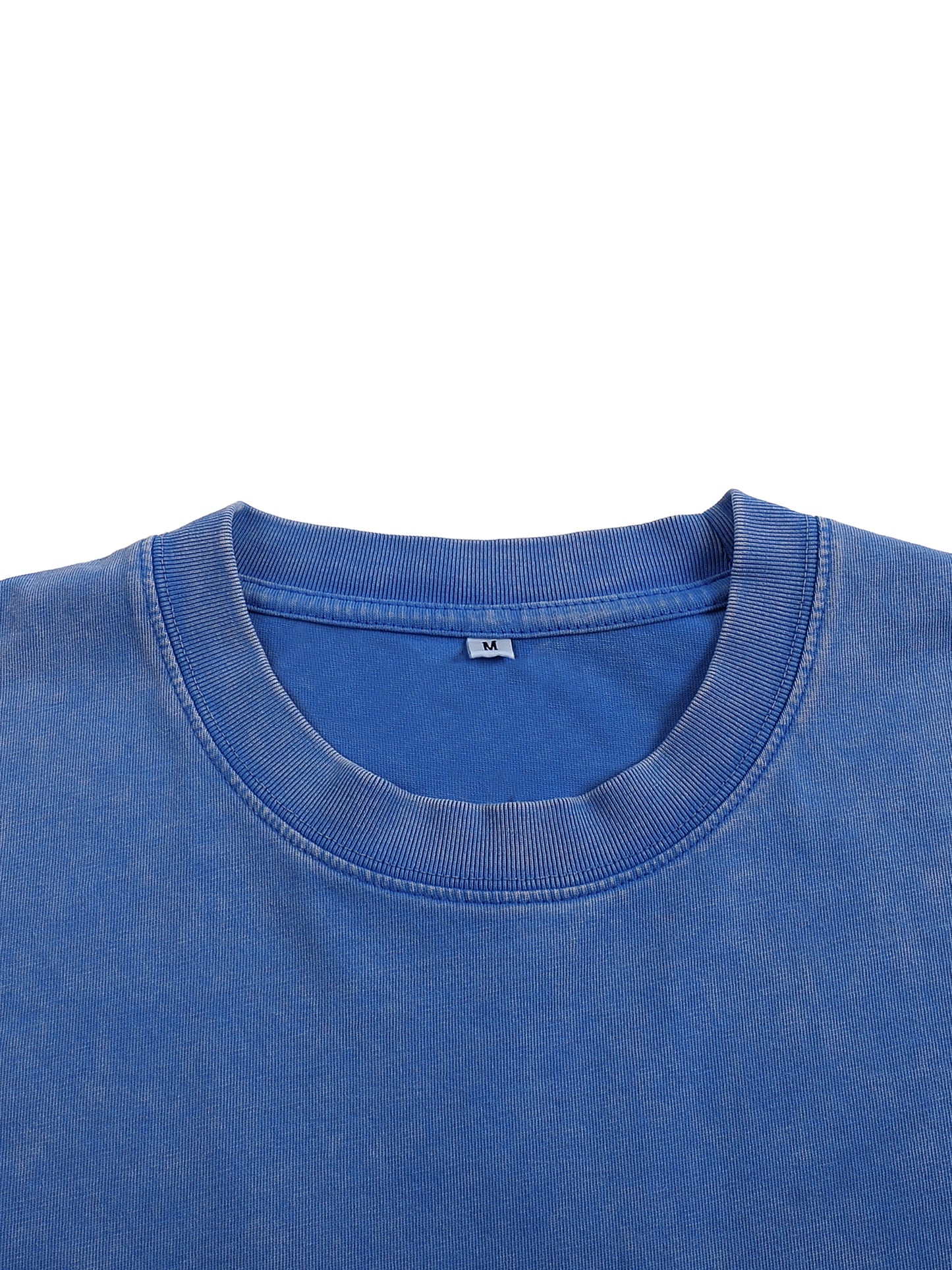Mystic Signal snow wash tee hem stitching detail