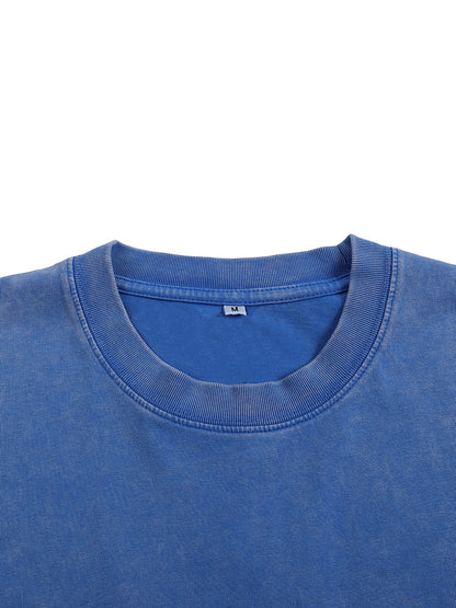 Mystic Signal snow wash tee hem stitching detail