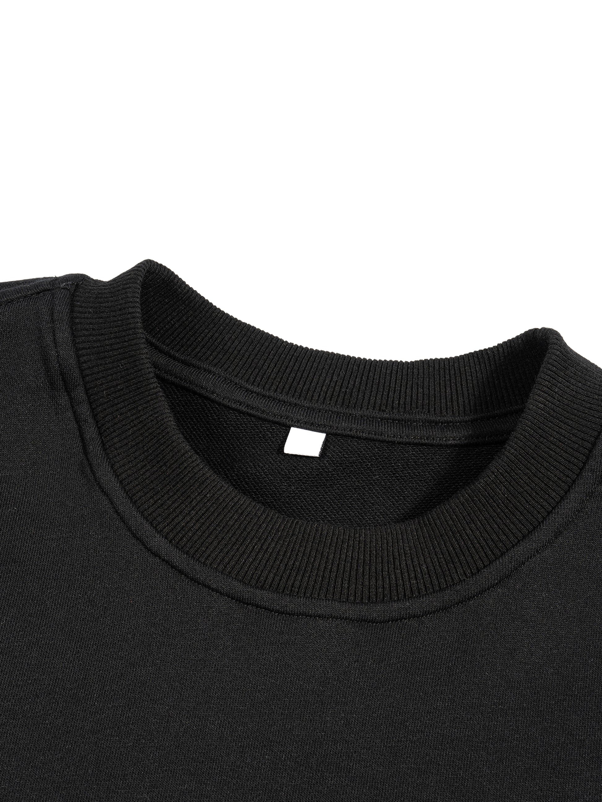 Close up detail of the DMT.exe limited edition graphic print on a heavy duty 340 GSM black French terry cotton blend fabric.