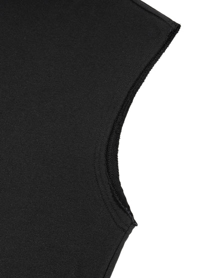 Close up detail of the DMT.exe limited edition graphic print on a heavy duty 340 GSM black French terry cotton blend fabric.