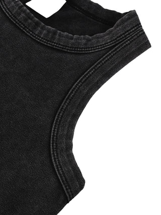 Close-up of armhole and neckline stitching on Dimensional Drift Femme snow wash tank