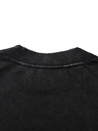 DMT.exe oversized graphic crewneck sweatshirt, garment detail of the 350 GSM heavyweight cotton fleece cuff and hem