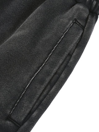 Paradigm Snow Wash Baggy Sweatpants close-up of pocket stitching detail in dark gray