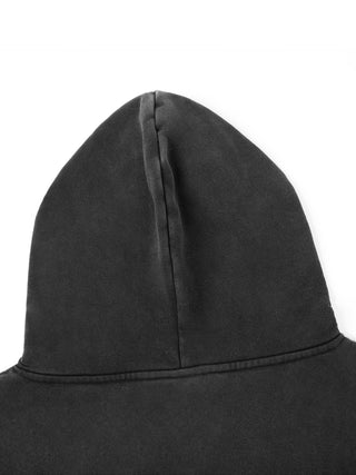Dreamstate Women's Vintage Hoodie close-up of hood back seam detail in charcoal