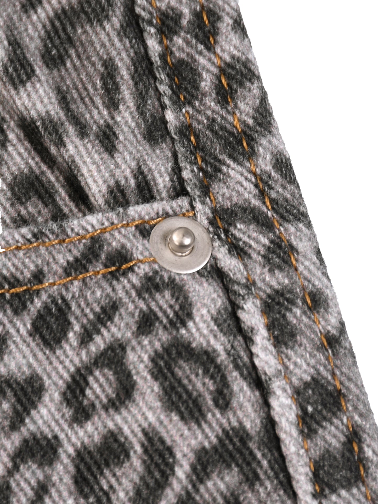 Existential - Unisex Vintage Wash Leopard Wide Leg Jeans