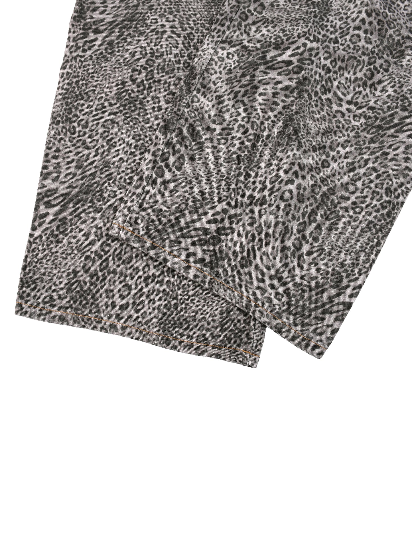 Existential - Unisex Vintage Wash Leopard Wide Leg Jeans