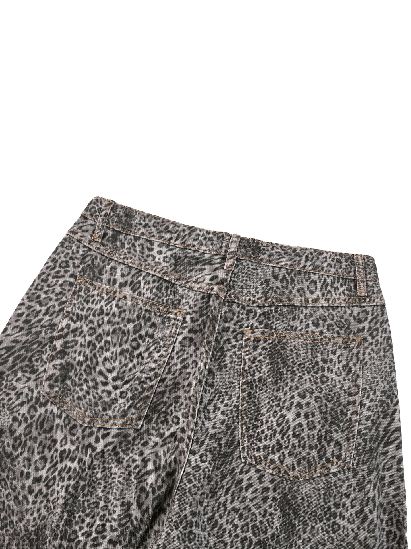 Existential - Unisex Vintage Wash Leopard Wide Leg Jeans