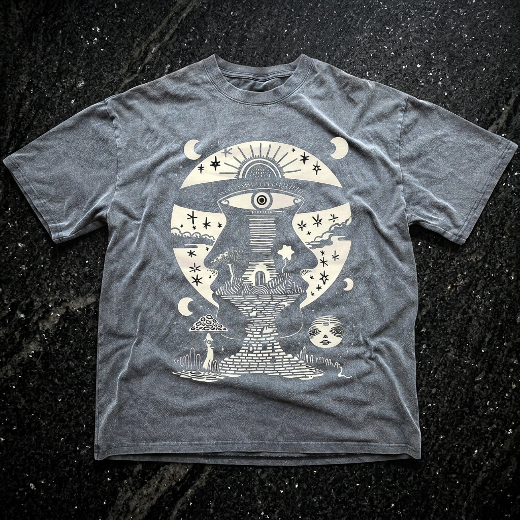 Lunar Enigma - Fluffy Vintage Heavyweight T-Shirt