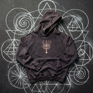 Mystic Signal Snow Washed Heavyweight Hoodie in Black Beauty, front view