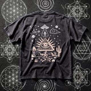 Mystic Signal Snow Wash Set tee in black, back view