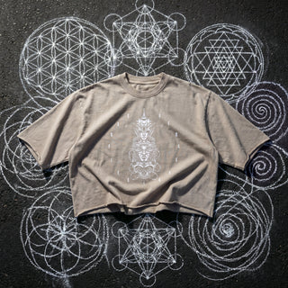 Oracle Mineral Wash Raw-Hem DJ Cut Tee in Apricot, front view