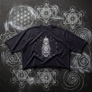 Oracle Mineral Wash Raw-Hem DJ Cut Tee in Black, front view