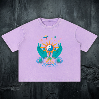 Yin / Yang - Mineral Wash Boxy Cotton T-Shirt