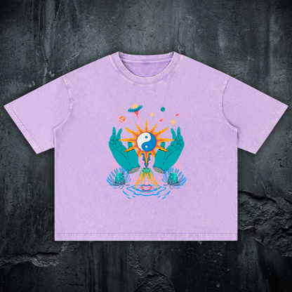 Yin / Yang - Mineral Wash Boxy Cotton T-Shirt