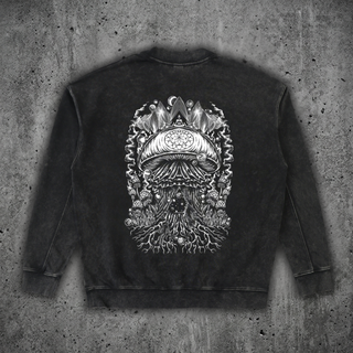 Mycelial Network - Oversized Graphic Crewneck Sweatshirt