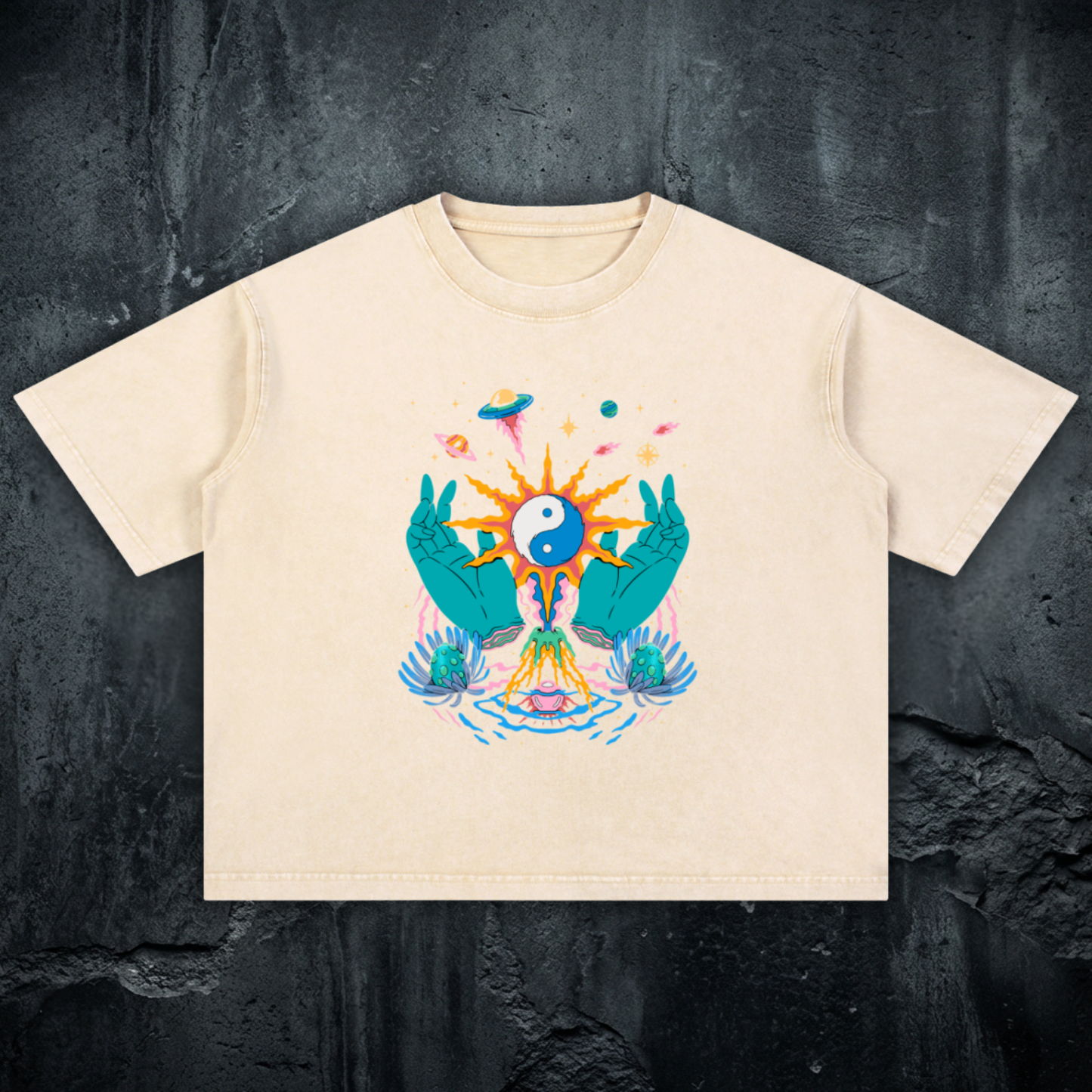 Yin / Yang - Mineral Wash Boxy Cotton T-Shirt