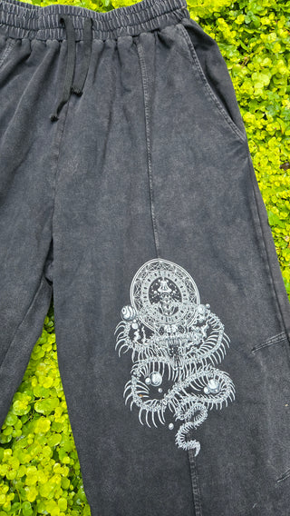 DMT.exe Snow Wash Drawstring Cotton Pants, psychedelic streetwear by Phantasmagorical - view 4