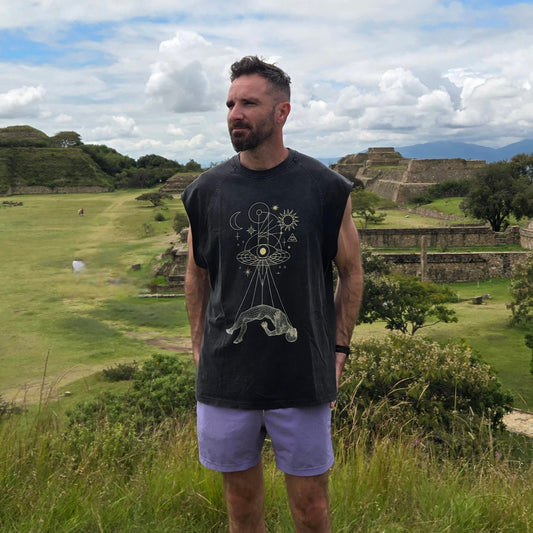 Dimensional Drift - Snow Washed Raw Hem Tank Top - back view