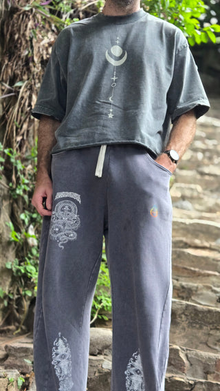 Spirit Molecule - Mineral Wash Barrel Leg Sweatpants