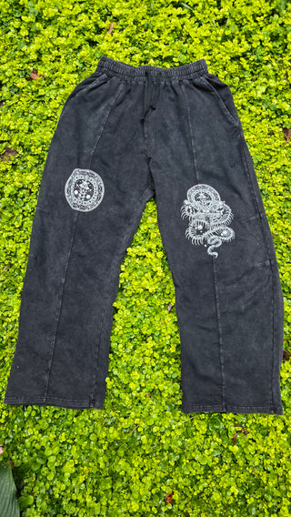DMT.exe Snow Wash Drawstring Cotton Pants, psychedelic streetwear by Phantasmagorical - view 3