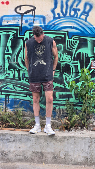 Dimensional Drift - Snow Washed Frayed Hem Tank Top